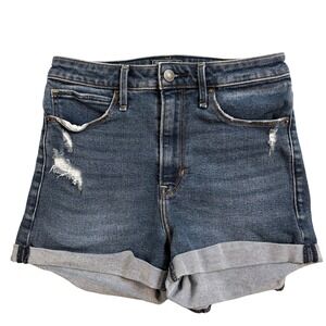 Abercrombie & Fitch Simone High Rise Distressed Denim Shorts Dark Wash Sz 26 /2